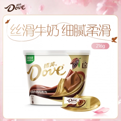 德芙 全家桶 丝滑牛奶巧克力 碗装18粒216g 休闲零食 糖果 生日礼物